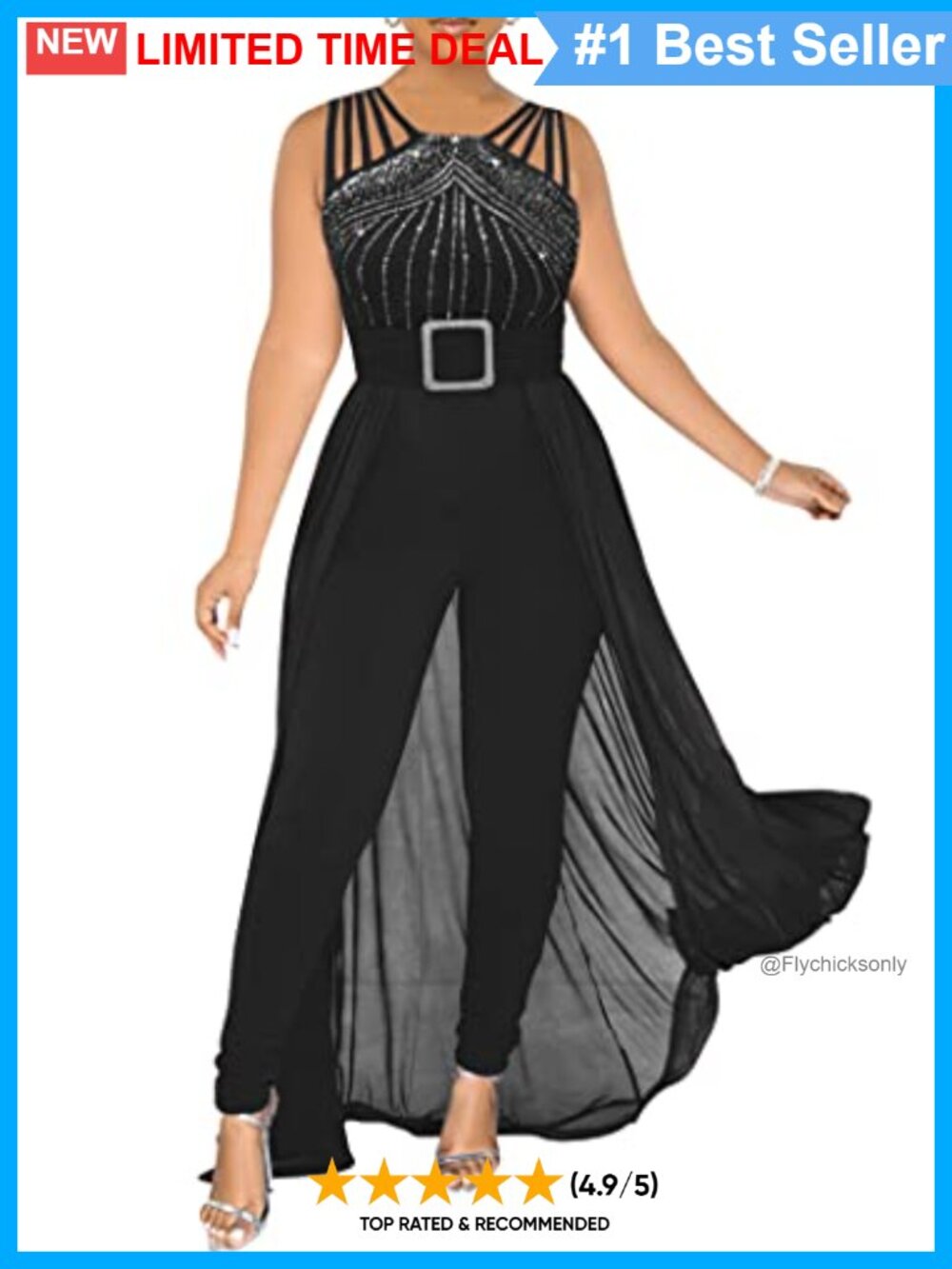 Sleeveless Rhinestone Bodycon Jumpsuit with Cape Club Outfit